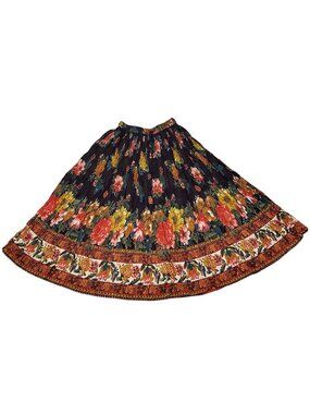 Huntington Ridge Vintage Maxi Skirt L Floral Broomstick Boho Y2K Cottagecore